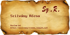 Szilvásy Rózsa névjegykártya